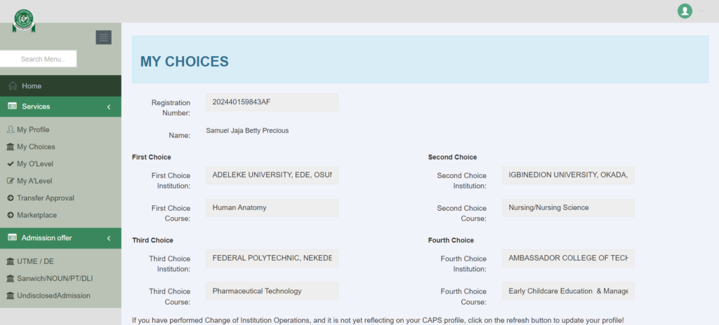 How to Check If Your Change of Course Has Reflected on JAMB Portal